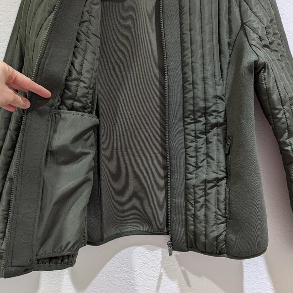 Fabletics Pisa Puffer Quilted Jacket Olive Green Women's Size Large - Picture 6 of 10
